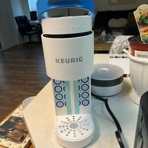 Keurig Coffee Maker in White and Blue Special Edition Mini Jonathan Adler